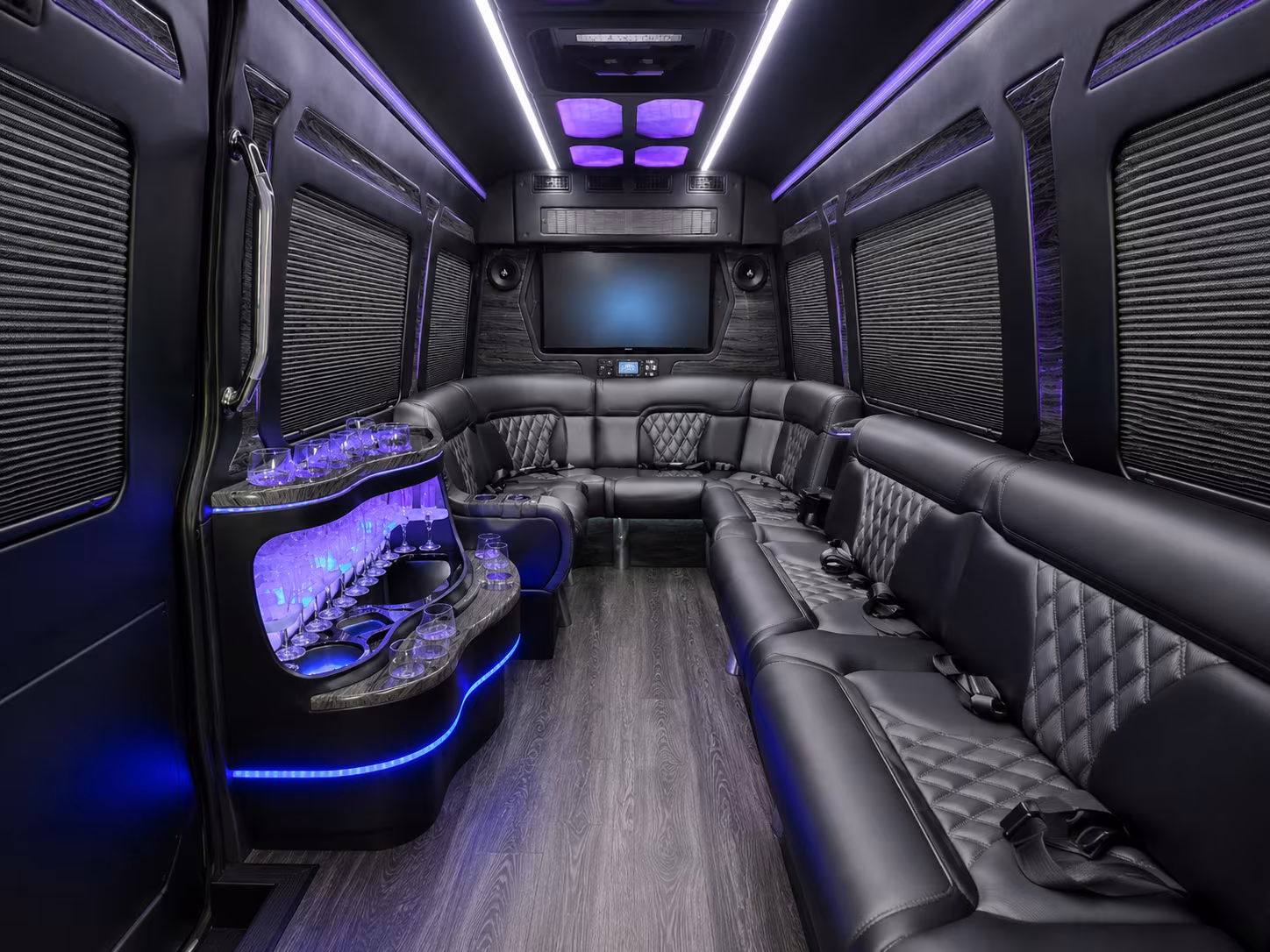 greeley 30 passenger party bus interior